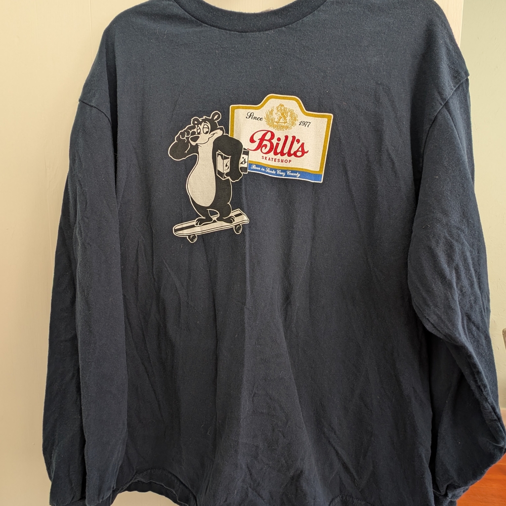 Alstyle Dark Blue Long Sleeve Tee with Fun Graphic
